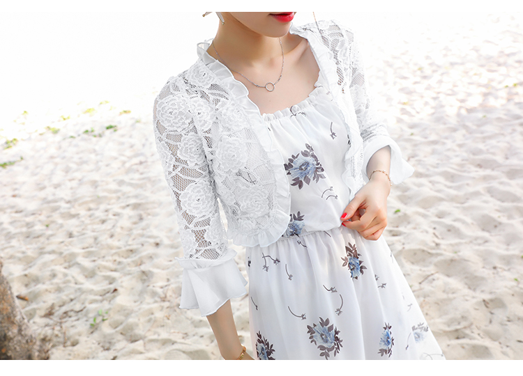 2017 ren nhỏ khăn choàng áo khoác mùa hè ngắn bên ngoài phần mỏng cardigan ngắn tay kem chống nắng quần áo nữ hoang dã nhỏ vest bộ đồ mặc nhà mùa hè