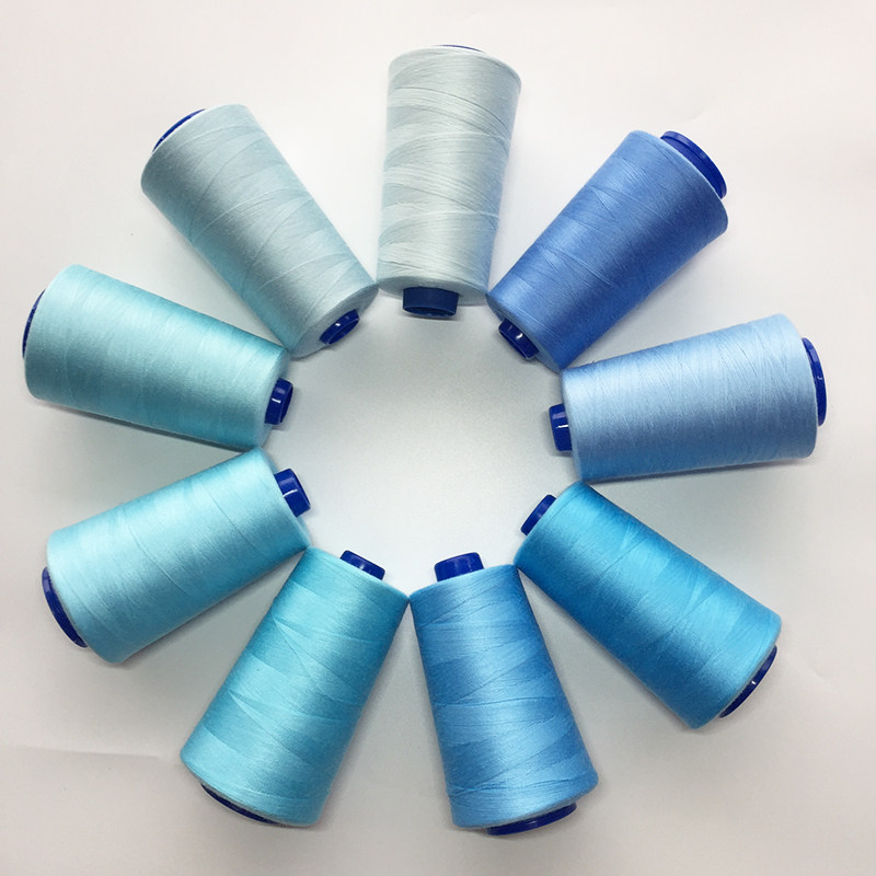 Sky Cyan 402 Polyester Fiber Light Sky Blue High Speed Sewing Machine Line Home Big Rolls Green Blue Needle Thread Sewing Thread