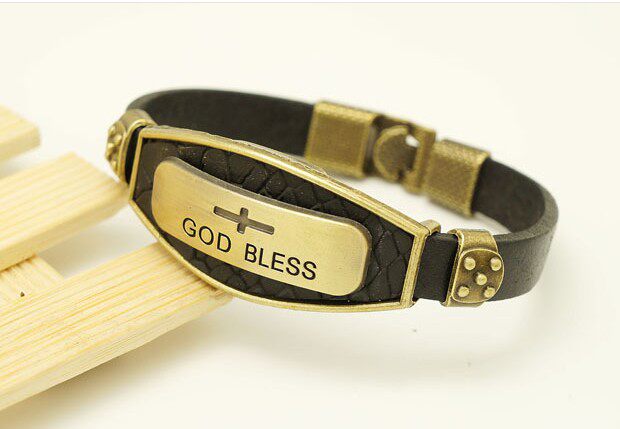 Fellowship real cowhide retro cross bracelet bracelet bracelet bracelet God Bless bless the spot