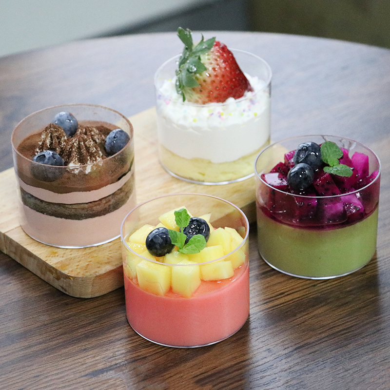 200ml round mousse cup pudding cup cake sweets cup disposable hard plastic cup transparent round cup creativity
