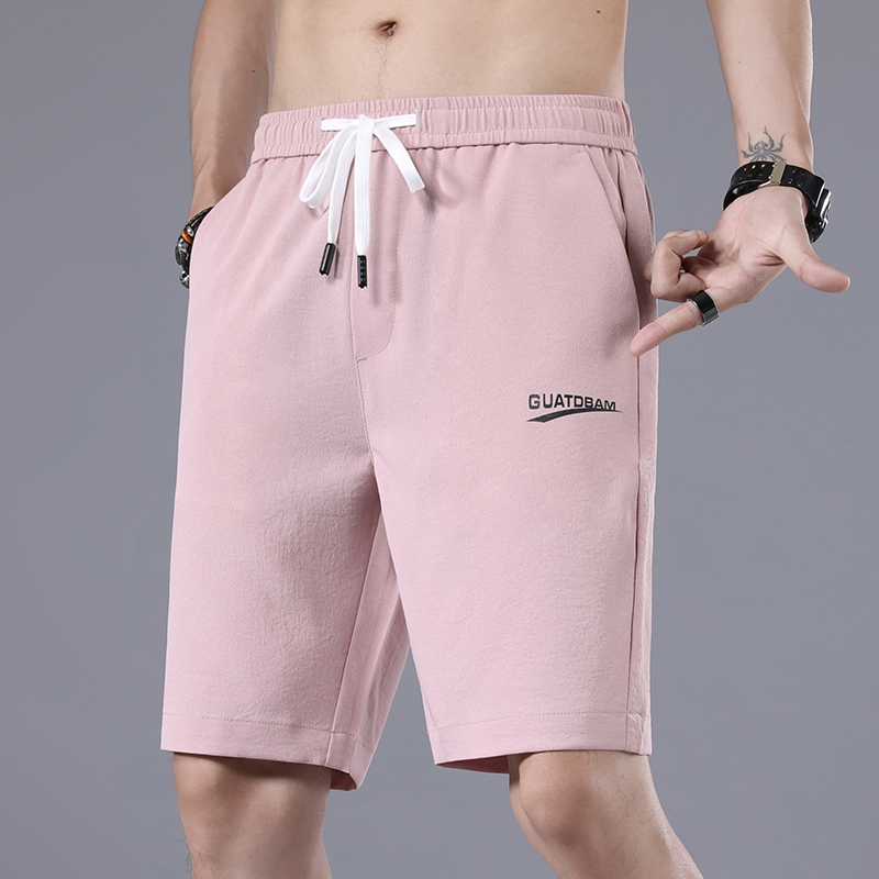 Ice Silk Ultra Slim man 50% shorts loose straight cylinder handsome gas trendy summer student fit 100 lap beach pants