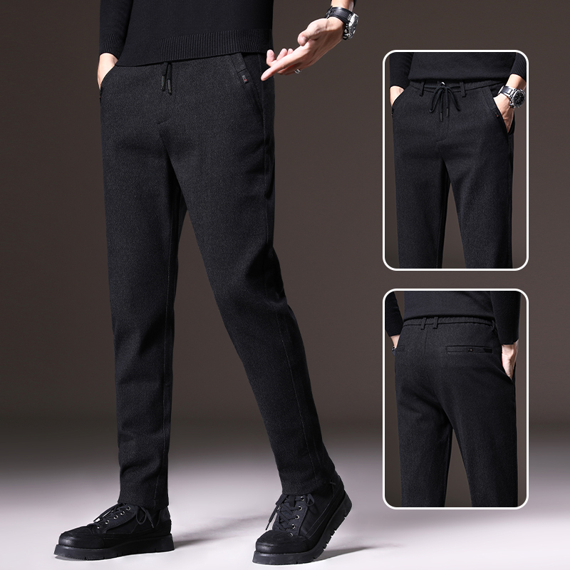 Autumn and winter style plus velvet thick brushed trousers men's casual pants 2022 cold-resistant and warm straight winter men's pants - Taobao