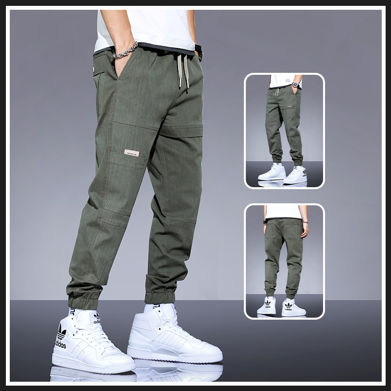 2022 Tooling Denim Pants Men Spring Summer New Thin Sections Splicing Bunch Foot Harun 100 Hitch Ride Tide Draw Rope Casual Pants