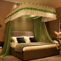 Double drawstring curtain rail three-door U-shaped rail mosquito net floor-standing non-wall 2 m bed European double household