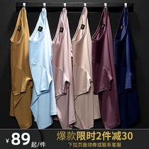 Mercerized cotton long sleeve short sleeve t-shirt mens round neck cotton half sleeve loose ice silk large size clothes summer trend clothing