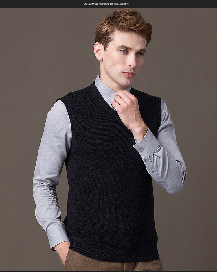 Áo len mới tinh khiết nam áo thun cổ chữ V áo len nam không tay áo len vest ấm mùa thu đông áo len dáng dài hàn quốc