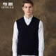 ພາກຮຽນ spring ແລະດູໃບໄມ້ລົ່ນຜູ້ຊາຍຫນາແຫນ້ນອາຍຸກາງປີ Wool Pure Sweater V-neck Warm Vest ອາຍຸກາງແລະຜູ້ສູງອາຍຸ Pullover ເສື້ອຢືດ Knitted Vest ແລະ Waistcoat