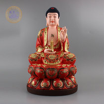 Pharmacist Buddha statue pharmacist Liuli light Tat pasted Gold red clothes hand-painted disaster relief longevity pharmacist Tulagawa three treasures Buddha statue