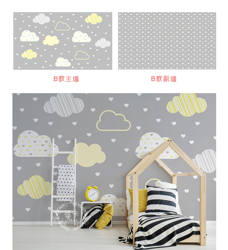 壁紙北歐風日式風中式風格兒童房壁紙女孩卡通北歐公主星空無紡布墻紙無縫墻布簡約現代壁畫 Yahoo奇摩拍賣