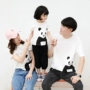 Giải phóng mặt bằng mùa hè cotton bố mẹ-con hè 2018 gia đình mới tải một gia đình ba cô gái áo thun ngắn tay áo yếm gia đình