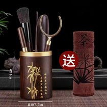 Tea ceremony six gentlemen tea clip tea set tea needle ebony solid wood combination tea making tools accessories high-end retro Chinese style
