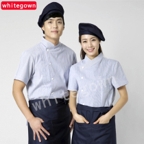 Chef work clothes short-sleeved summer hotel restaurant restaurant chef clothes short-sleeved cotton breathable kitchen work clothes for men and women