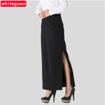 WhiteGown new womens skirt left slit long skirt front desk attendant long skirt