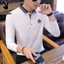 Playboy 2021 long sleeve T-shirt spring autumn cotton new T-shirt Korean mens clothing top trend brand lapel