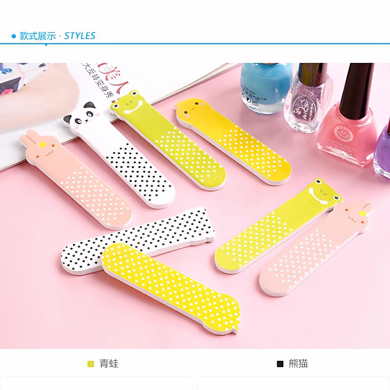 Frosted Double-Sided Fine Sand Nail File for Shaping and Polishing, Cute Animal Nail File, Mini Nail File Strip
