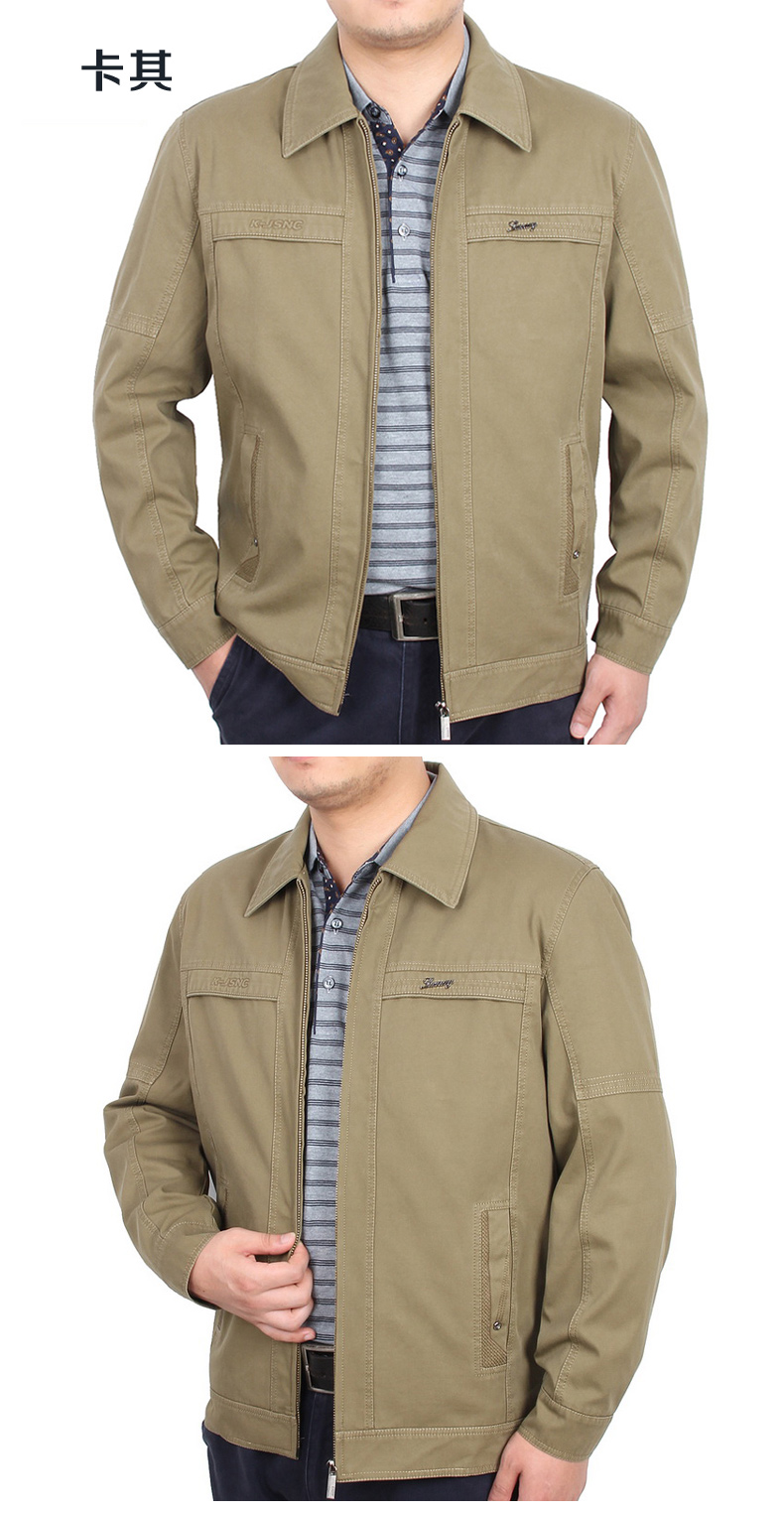 Mùa xuân và mùa thu trung niên cha áo khoác cotton trung niên nam ve áo mỏng phần 40 áo dày 50 tuổi quần áo mùa thu và mùa đông áo da nam
