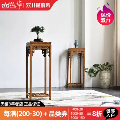 Redwood Chinese living room chicken wing Wood high flower shelf indoor multi-layer simple flower few double layer ancient solid wood flower pot stand