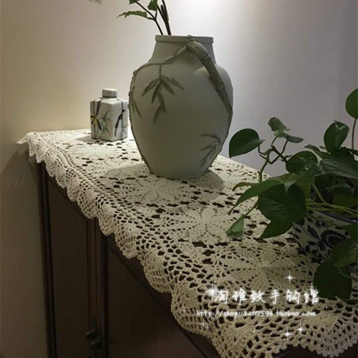 Naughty Hands Pure Hand Crochet Hook Flower Cotton Thread Lace Hollow Woven Table Mat Table Cloth Table Cloth Multicolored Booking System