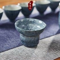 Grass people Jingdezhen ceramic hand-painted tea leak blue and white porcelain tea filter net frame kung fu tea set accessories