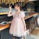 Girls dress summer 2023 new children's foreign style fashionable skirt little girl princess dress puff sleeve gauze skirt