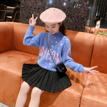 Girl Sweater 2022 Winter New Children Ocean Gas Mesh Red Plus Suede Autumn Winter Clothing Little Girl Water Mink Suede Knitwear