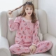Cộng với phân bón XL đồ ngủ nữ dài tay cotton lỏng mm mùa xuân và mùa thu mùa đông cotton phù hợp với 200 kg thêm lớn