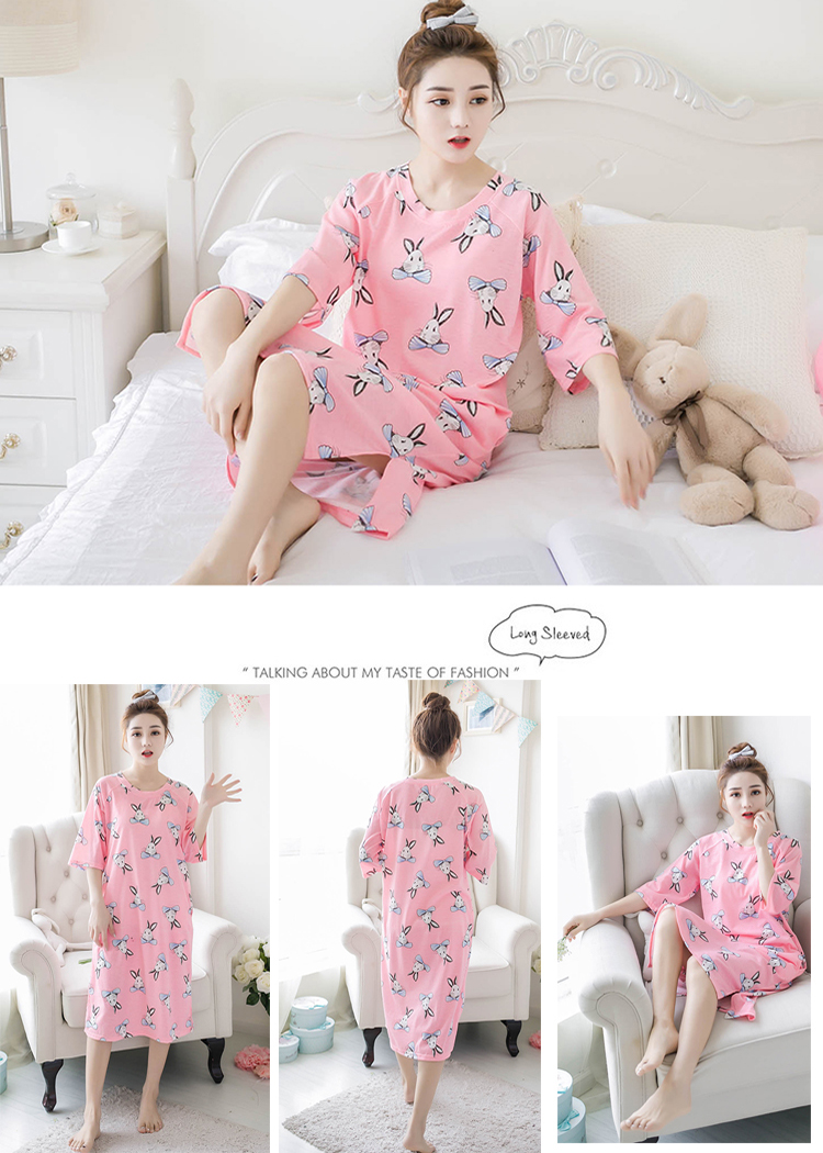 Thêm kích thước lớn đồ ngủ phụ nữ mùa hè bông Hàn Quốc phiên bản của lỏng nightdress chất béo mm cộng với phân bón xl 200 kg váy