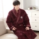 Áo choàng tắm cho nam mùa thu và mùa đông áo choàng flannel Phụ nữ mùa đông dày và lông cừu dài ba lớp - Night Robe đồ ngủ nam hàn quốc