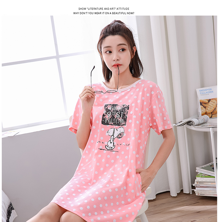 Thêm kích thước lớn đồ ngủ phụ nữ mùa hè bông Hàn Quốc phiên bản của lỏng nightdress chất béo mm cộng với phân bón xl 200 kg váy