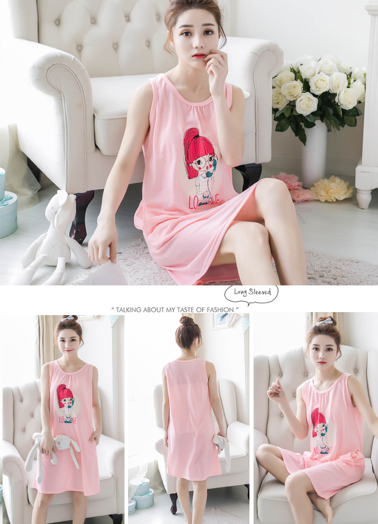 Thêm kích thước lớn đồ ngủ phụ nữ mùa hè bông Hàn Quốc phiên bản của lỏng nightdress chất béo mm cộng với phân bón xl 200 kg váy