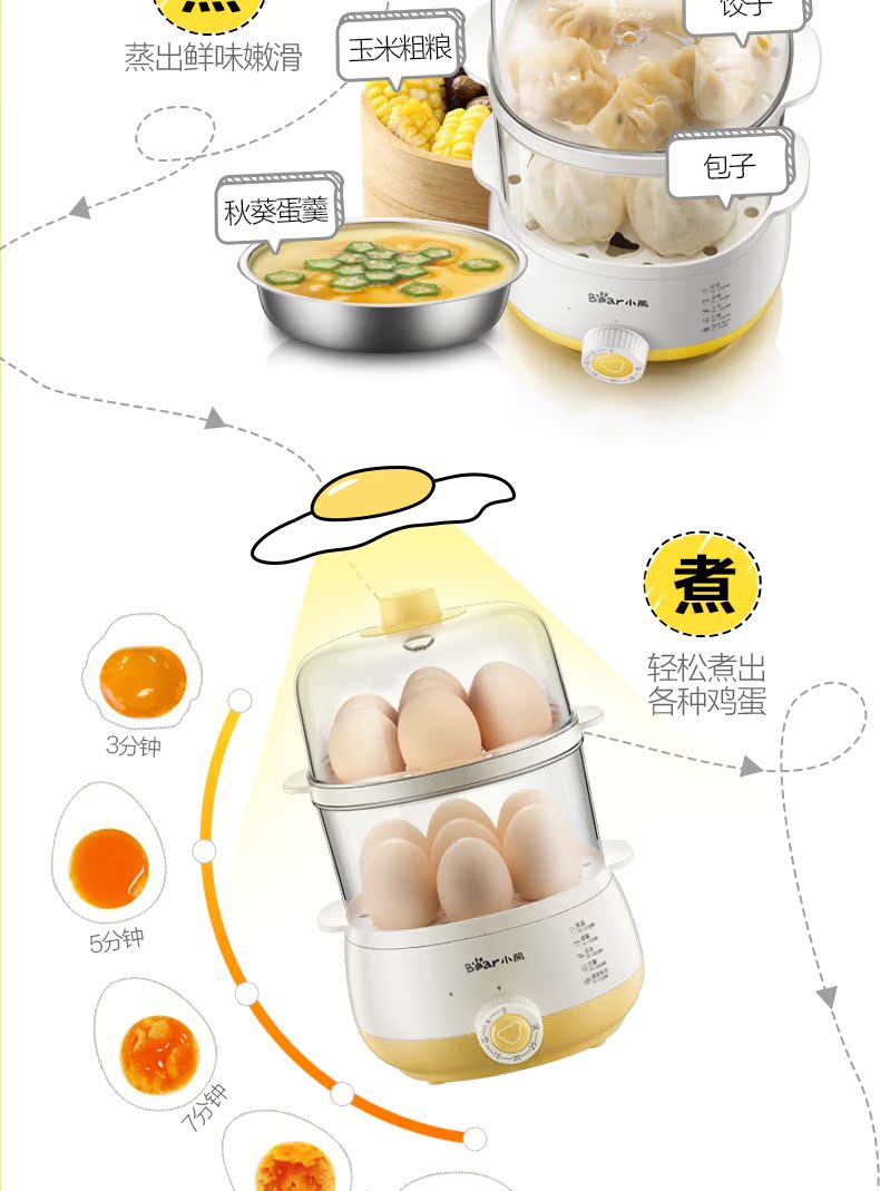 Máy xay trứng gia đình hai lớp thời gian tự động tắt nguồn nhỏ hấp sữa công suất lớn nồi lẩu mini 2 tầng