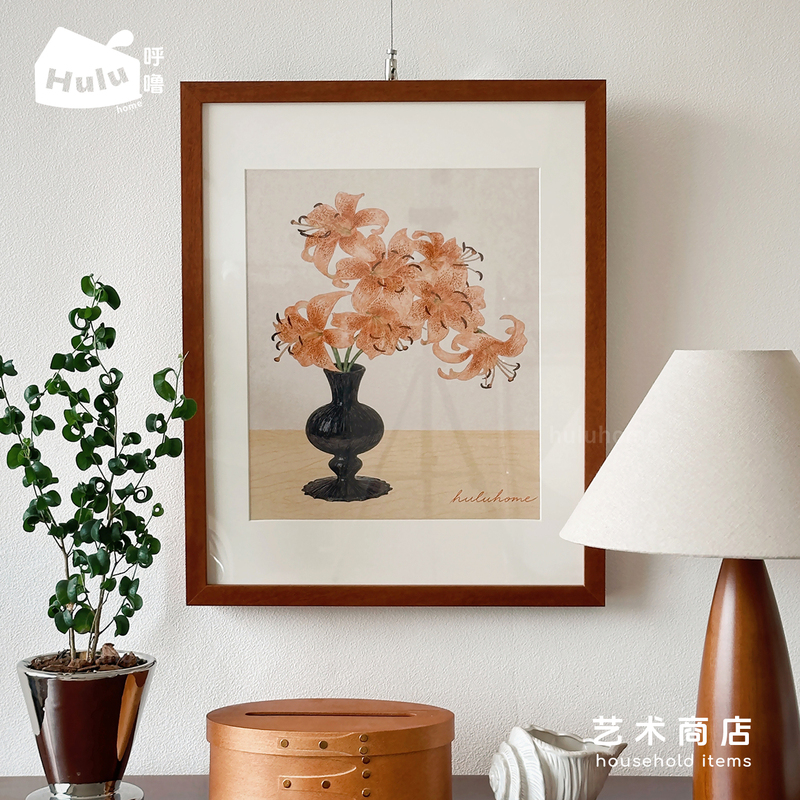 "Orange Tone Lily" Vintage-Style Restaurant Decorative Painting, French Retro Cream Wall Art, Floral Art Bedroom Mural "Orange Tone Lily" Vintage-Style Restaurant Decorative Painting, French Retro Cream Wall Art, Floral Art Bedroom Mural