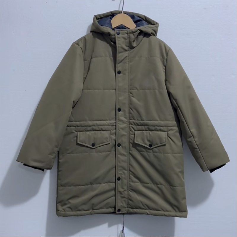 Boys' and Girls' Army Green Detachable down Jacket, Cotton Coat, School Uniform Style, 2026 New Model, Mid-Length