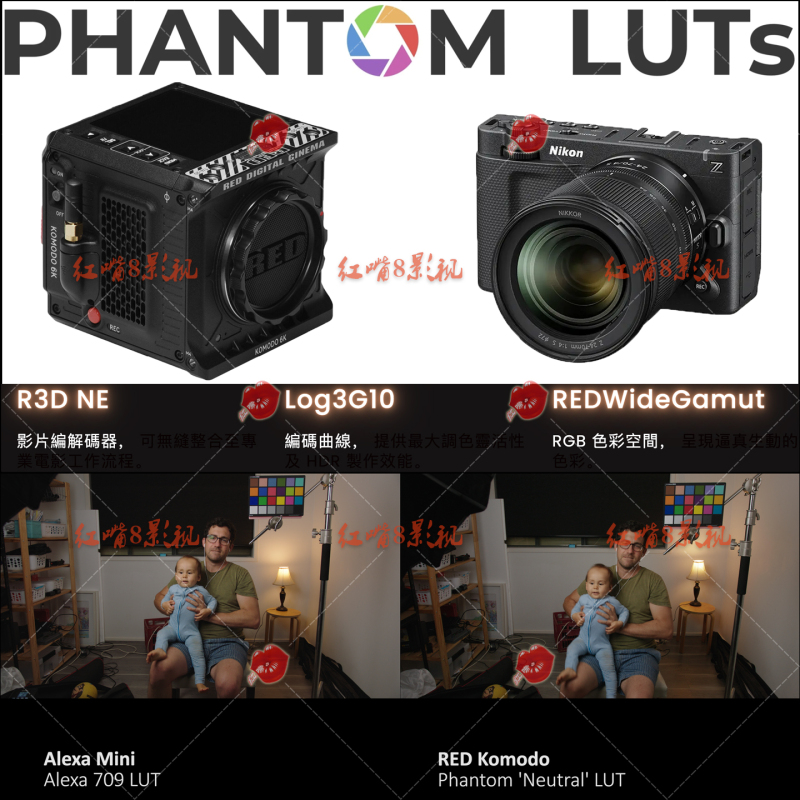 Phantom Luts Nikon Zr/Red Komodo Log3G10 Arri-Style Film Presets