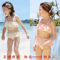 Hàn Quốc mua quần áo trẻ em áo tắm ren ba mảnh bikini bikini trẻ em lớn quần bơi bé trai