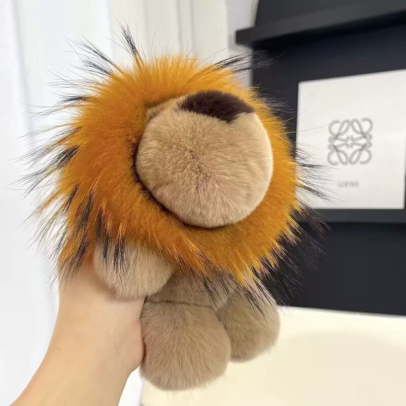 Korean-Style Ins-Style Little Lion Bag Pendant for Women, Exquisite and High-End Real Fur Cartoon Keychain