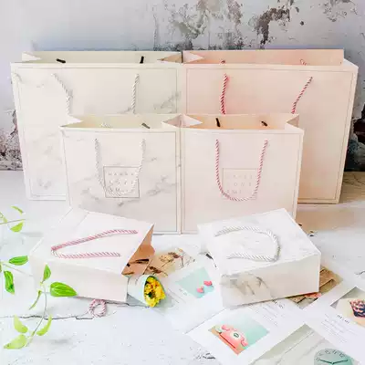 Hand gift simple marble gift bag gift box Fashion paper bag high-end carry bag