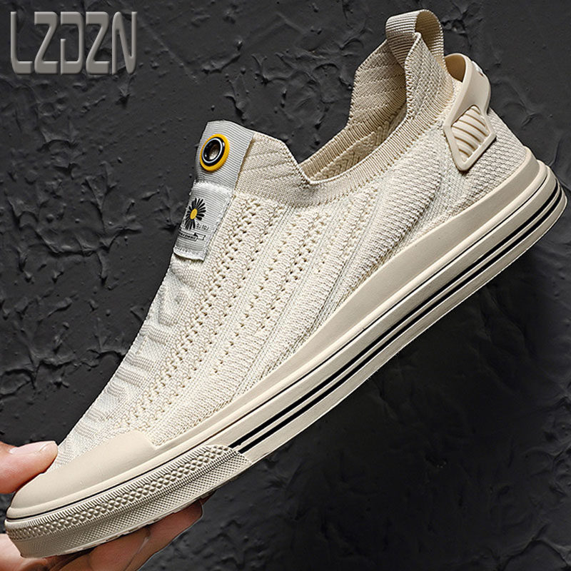 Leather shoes 2021 new trendy men's shoes breathable mesh single mesh shoes hollow summer mesh without shoelaces umbrella cloth ice silk