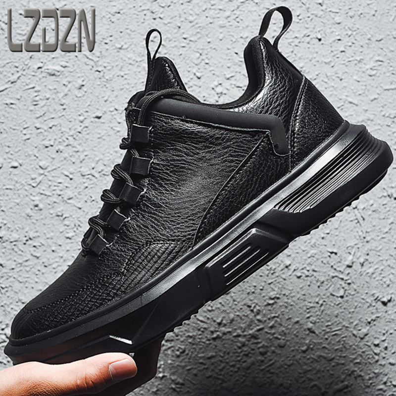 Men's trendy shoes men's shoes sports inner height increase dad ins leather shoes travel winter cotton shoes winter plus velvet to keep warm