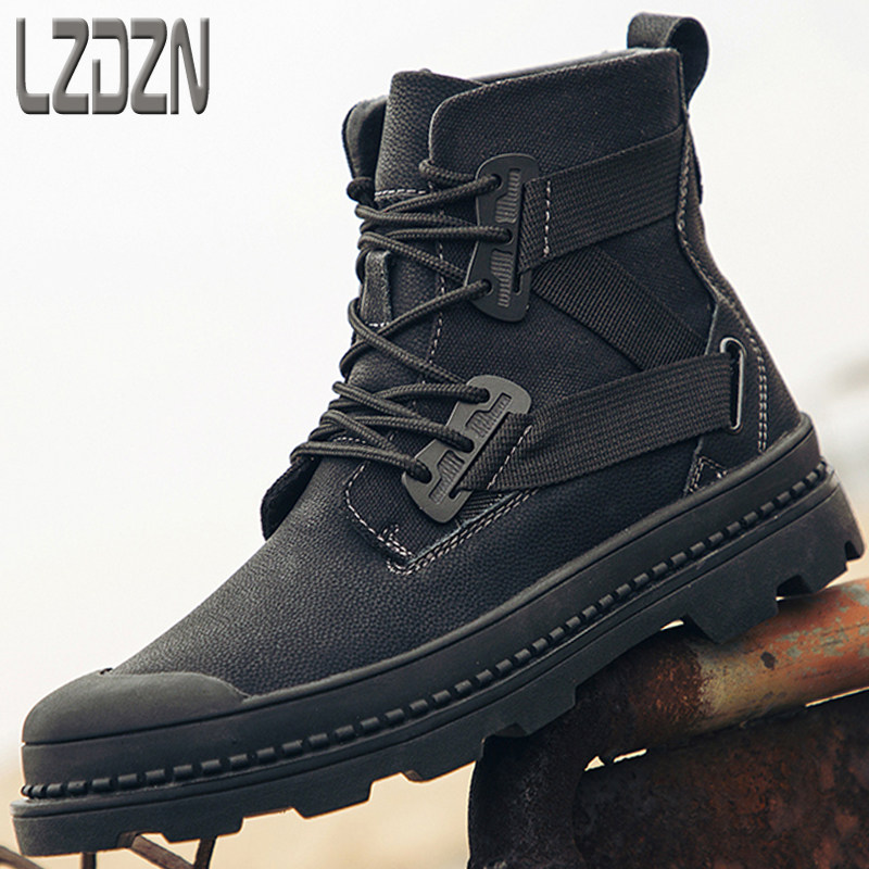 Men's shoes genuine leather shoes Summer high cylinder Martin boots Chelsea big size breathable Army Hook Waterproof Thin summer locomotive