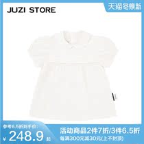 JUZI STORE childrens clothing T-shirt poplin sweet style tops puff sleeve short-sleeved shirt girls 1924227
