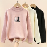 Демисезонный флисовый бархатный приятный телу свитер, подходит для подростков, высокий воротник, увеличенная толщина, детская одежда