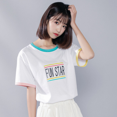 ulzzang短袖t恤女2018夏装韩版新款百搭半袖白色学生宽松ins上衣