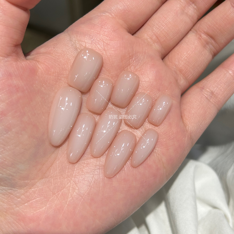 【White Jade Constructed Edition】Nude Apricot Milky White Handmade Wearable Nails Pure Desire Style Nail Art Nail Tips High-End Feel 【White Jade Constructed Edition】Nude Apricot Milky White Handmade Wearable Nails Pure Desire Style Nail Art Nail Tips High-End Feel