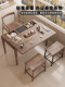 Tiebang Balcony Tea Table, North American Black Walnut Wood, Song-Style Aesthetics, Office Tea-Making Table, Dual-Use for Dry and Wet, Sliding Tabletop