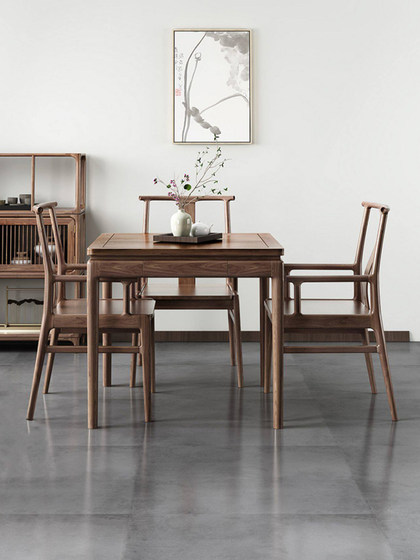 Tiebang Eight Immortals Table, Square Solid Wood Table, Chess and Card Table, Table and Chair Set, North American Black Walnut Dining Table, Tea Table