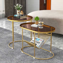 Light Luxury Modern Corner Table for Small Living Rooms, Home Use, Sofa Side Table, Simple Balcony Small Coffee Table, Oval Shape, No Installation Required