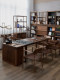 North American Black Walnut Tea Table and Chair Set, Dual-Use for Dry and Wet Applications, Solid Wood Tea Table, Office Reception and Guest Table