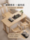 Small Balcony Tea Table and Chairs with a Zen-Inspired New Chinese Style, Suitable for Office or Home Use, Featuring a Song Dynasty Aesthetic, Made of White Ash Wood with a Natural Wood Finish