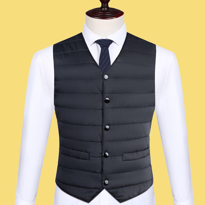 Autumn and Winter down Cotton Vest for Men, Close-Fitting Inner Vest, Lightweight and Warm, Men's Suit Fitted Vest
